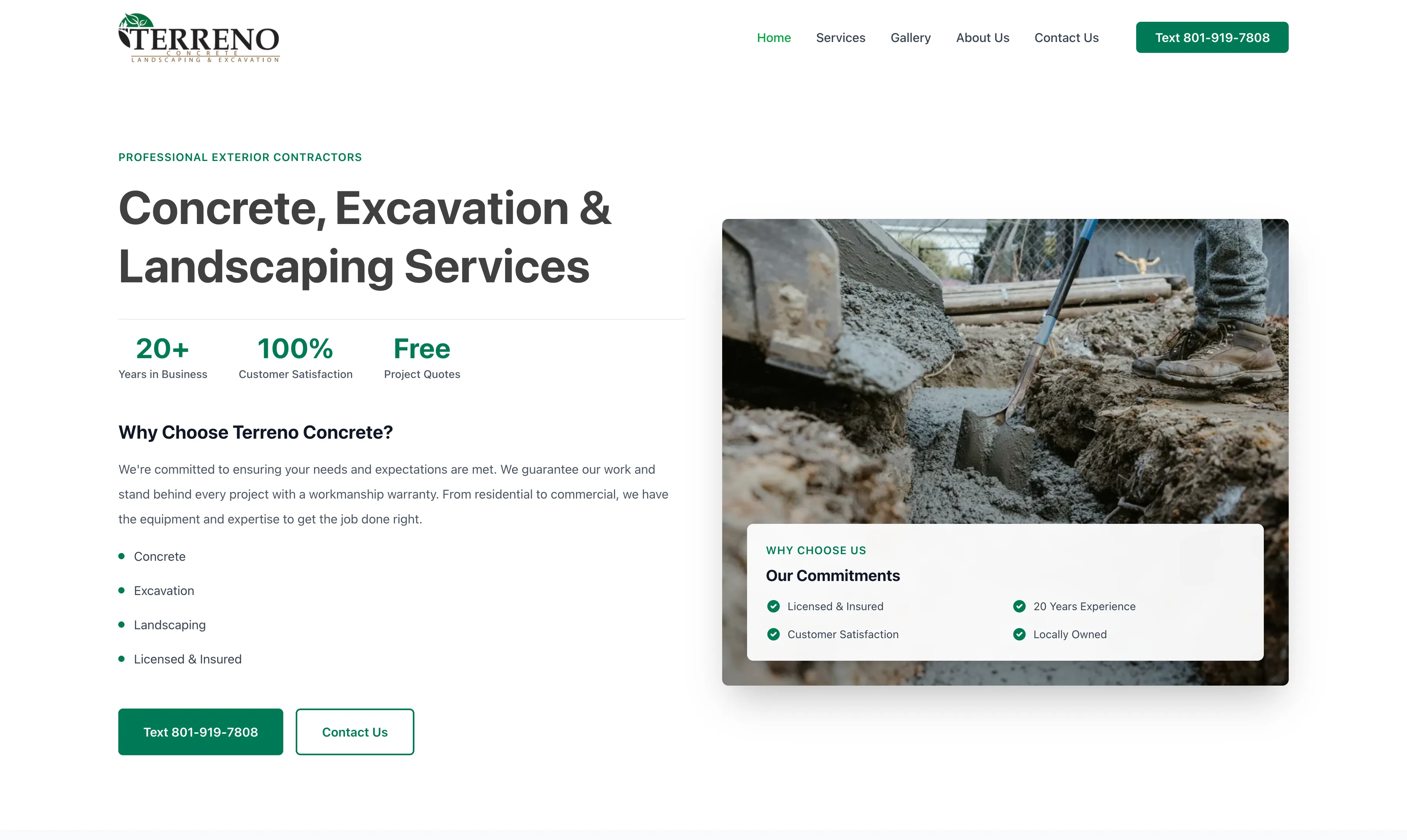 Terreno Utah website hero section